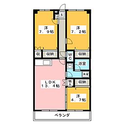 ロジュマン徳重 3LDKの間取図画像