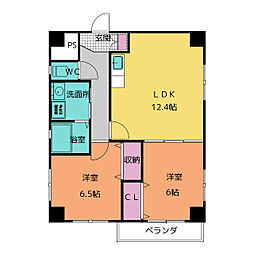 ル・クラージュ 2LDKの間取図画像