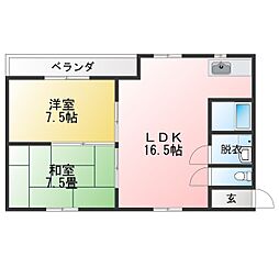 ホワイトハウス 2LDKの間取図画像