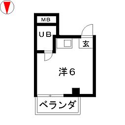 ハートイン野並 ワンルームの間取図画像