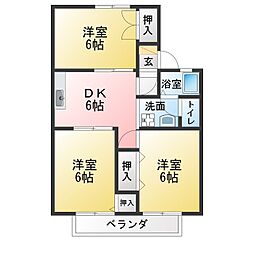 コートヴィレッジ滝の水B 3DKの間取図画像