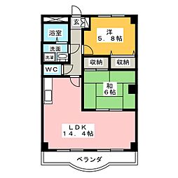 ノースフェザント 2LDKの間取図画像