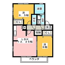 レジデンス黒沢台B 2LDKの間取図画像