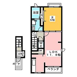 アダージョ徳重 1LDKの間取図画像