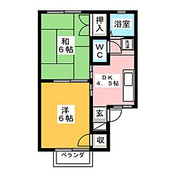 エスペランス桃山A棟 2DKの間取図画像