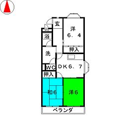 グリーンブリーズ・洋 3DKの間取図画像
