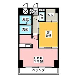 グローリアン野並 1LDKの間取図画像