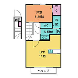 ローズコート亀が洞 1LDKの間取図画像