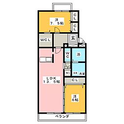 クレイドル 2LDKの間取図画像