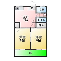 ファインコート桃山 2DKの間取図画像