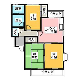 グリーンパーク藤塚A 3DKの間取図画像