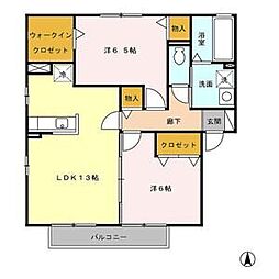 レジデンス神ノ倉C 2LDKの間取図画像