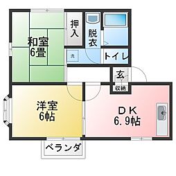 アルタビスタB棟 2DKの間取図画像