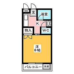 サンキマンション 1Kの間取図画像