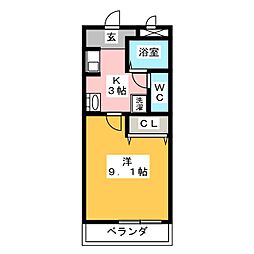 グラン・シャリオ 1Kの間取図画像