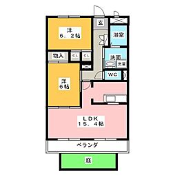 ローズガーデン2 2LDKの間取図画像