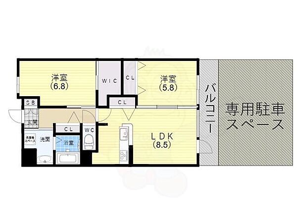 グランジェ東甲子園 ｜兵庫県西宮市里中町１丁目(賃貸マンション2LDK・2階・58.40㎡)の写真 その2