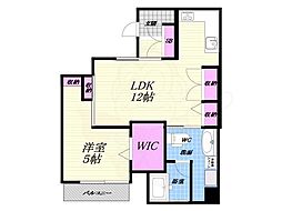 西宮アネックス 1LDKの間取図画像