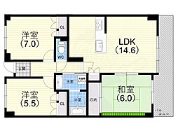 フォルテ上甲子園 2階3LDKの間取り