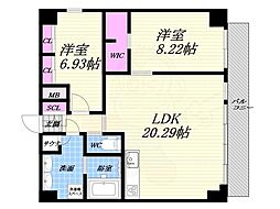 プレジオ西宮北口 2LDKの間取図画像