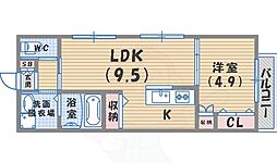 MaisonLeSoleil甲子園口 1LDKの間取図画像