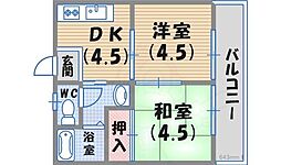 岡本ハイツ 2階/-
