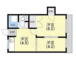 濱田マンション 2DKの間取図画像