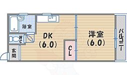 寿コーポ 1DKの間取図画像