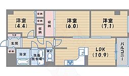 ロイヤルハイツ甲子園口 3LDKの間取図画像