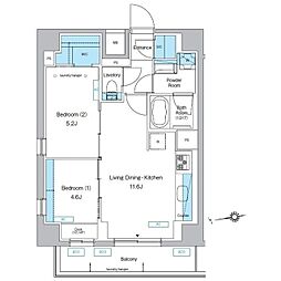 プレディアコート北千住 2LDKの間取図画像