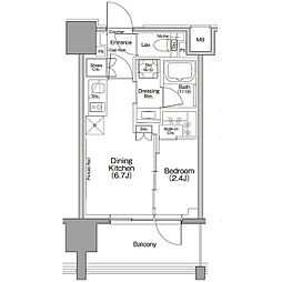 ザ・パークハビオ行徳駅前 1DKの間取図画像