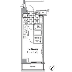 ＯＮＥ　ＲＯＯＦ　ＦＬＡＴ　ＴＳＵＫＩＳＨＩＭＡ 5階ワンルームの間取り