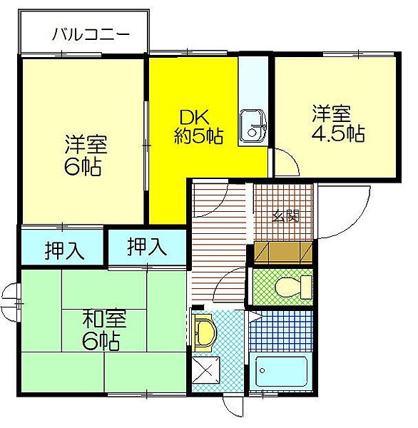 兵庫県明石市朝霧町３丁目(賃貸マンション3DK・2階・50.00㎡)の写真 その2