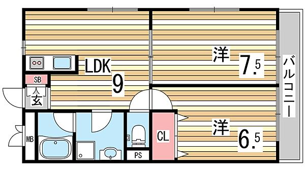 ケイズ本山 ｜兵庫県神戸市東灘区本山南町４丁目(賃貸マンション2DK・3階・47.70㎡)の写真 その2