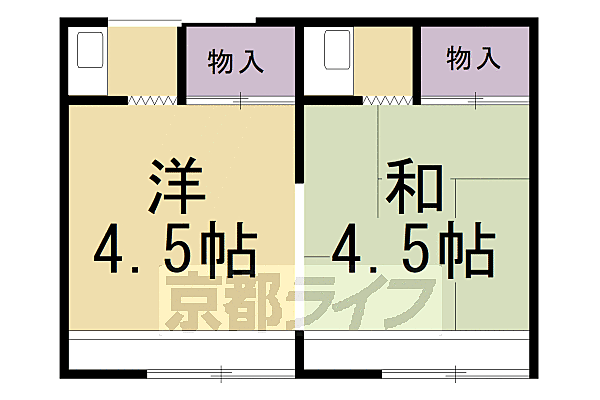 牧定荘 東-2｜京都府京都市左京区田中春菜町(賃貸アパート2K・2階・20.00㎡)の写真 その2