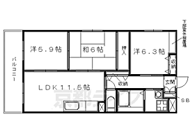 ？129　ソフィスタ洛北 302 ｜ 京都府京都市左京区岩倉三宅町（賃貸マンション3LDK・3階・66.56㎡） その2