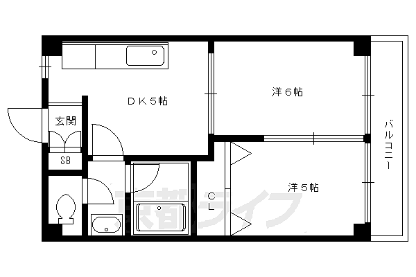 京都府京都市上京区丁子風呂町(賃貸マンション2DK・3階・35.65㎡)の写真 その2