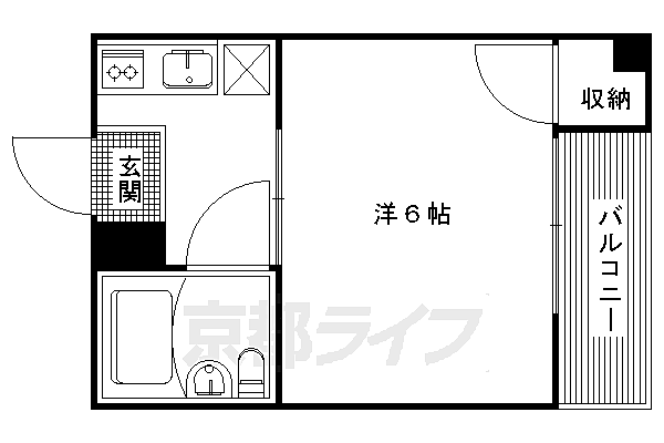 新山荘 208｜京都府京都市左京区松ケ崎小竹薮町(賃貸マンション1K・2階・19.09㎡)の写真 その2