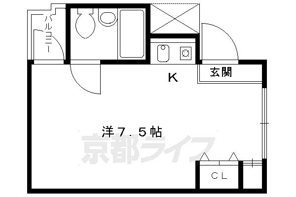 デトムワン京大前 106｜京都府京都市左京区田中大堰町(賃貸マンション1K・1階・19.10㎡)の写真 その2