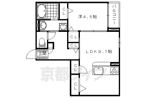 京都府京都市北区大将軍一条町(賃貸アパート1LDK・1階・39.48㎡)の写真 その2