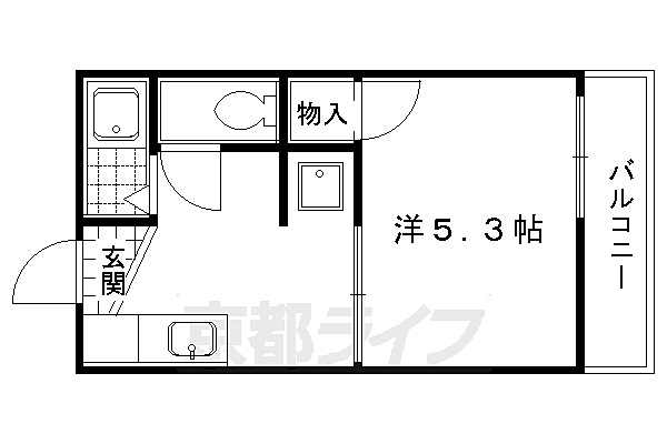 北山　Ｈｉｌｌｓ B-201｜京都府京都市北区上賀茂菖蒲園町(賃貸アパート1K・2階・20.64㎡)の写真 その2