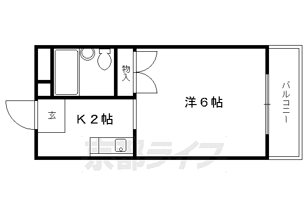 メゾンフクイ 202｜京都府京都市北区西賀茂柿ノ木町(賃貸マンション1K・2階・18.90㎡)の写真 その2