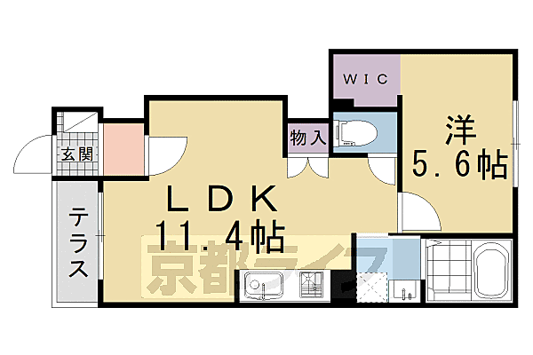 Ｃａｍｅｒａ（カーメラ）幡枝 102｜京都府京都市左京区岩倉幡枝町(賃貸アパート1LDK・1階・40.57㎡)の写真 その2