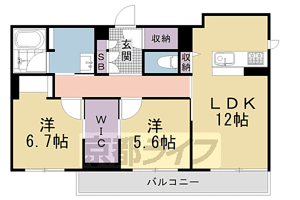 プラムベース 301｜京都府京都市中京区壬生淵田町(賃貸マンション2LDK・3階・65.40㎡)の写真 その2