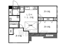 グリーンヒル下鴨本通 2階3LDKの間取り