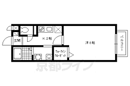 グランパルク 2階1Kの間取り