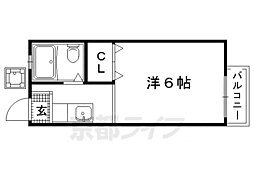 サンシティ西賀茂 2階1Kの間取り