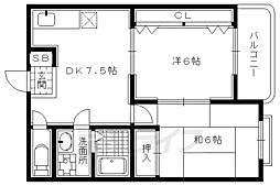 フリーデン6 3階2DKの間取り