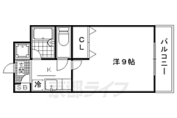 京都市営烏丸線 鞍馬口駅 徒歩24分の賃貸マンション 2階1Kの間取り