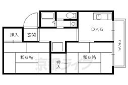 京都市営烏丸線 北山駅 3.1kmの賃貸アパート 2階2DKの間取り